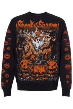 Spooky Season Sweatshirt -Vampirefreaks Sale Store spooky season sweatshirt pumpkin sleeves