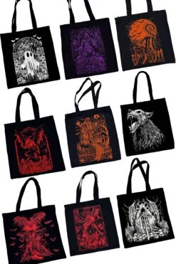 VampireFreaks Zipper Tote Bag -Vampirefreaks Sale Store square tote jan2024 collage2