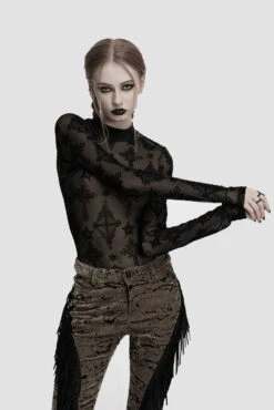 Cathedral Crosses Mesh Top -Vampirefreaks Sale Store steampunk mesh shirt