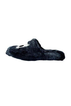 Kreepy Kozy Kitty Skull Slippers [Black/White] -Vampirefreaks Sale Store strangecvlt