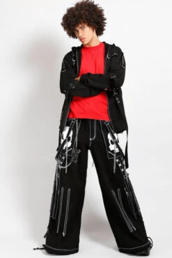 Tripp NYC Doom Skull Pants [BLACK/WHITE] -Vampirefreaks Sale Store street punk pants