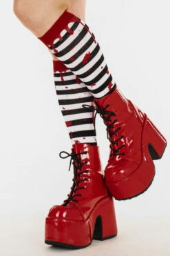 Sanguine Stripes Blood Splatter Knee High Socks -Vampirefreaks Sale Store stripe socks 44056725 0eda 441e bff4 5b2f9f8f928e