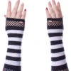 Striped Mesh Gloves [BLACK/WHITE] -Vampirefreaks Sale Store striped armwarmers