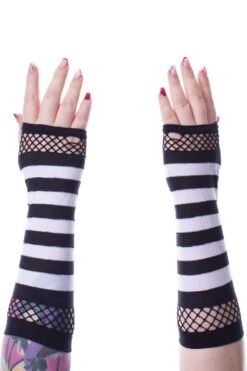 Striped Mesh Gloves [BLACK/WHITE]