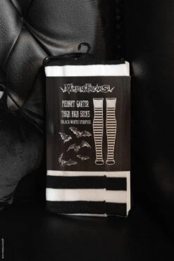 Fishnet Garter Thigh High Socks [Black/White] -Vampirefreaks Sale Store striped tights a2482166 4a20 408c 9629 d6a50fa08ab4