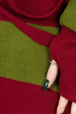 Amalric Jumper Sweater [Red/Green] -Vampirefreaks Sale Store striped top