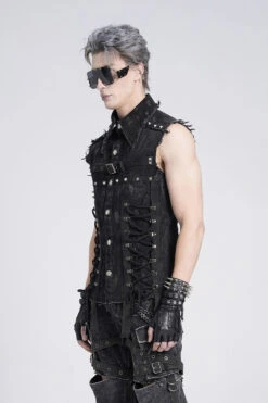 Mutiny Distressed Sleeveless Vest -Vampirefreaks Sale Store stud vest