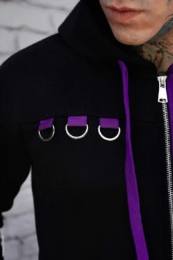 Split Mage Hoodie [Black/Purple] -Vampirefreaks Sale Store studded hoodie