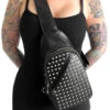 Silver On Black Studded Sling Bag 17 Silver On Black Studded Sling Bag -Vampirefreaks Sale Store studded purse