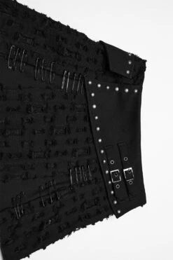 Morose Shredded Safety Pin Mini Skirt -Vampirefreaks Sale Store studded skirt