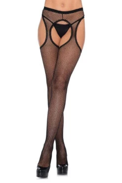 LEG AVENUE Wicked Cut Out Fishnet Suspender Tights -Vampirefreaks Sale Store suspender tights