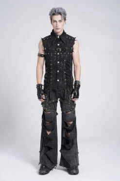 Mutiny Distressed Sleeveless Vest -Vampirefreaks Sale Store tattered vests