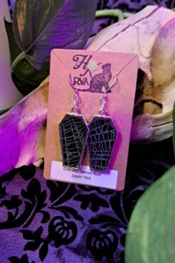 Real Spiderweb Coffin Earrings