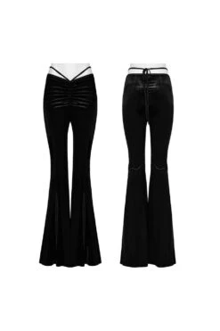 Dark Sacrament Velvet Bell Bottoms [Black] -Vampirefreaks Sale Store thong pants