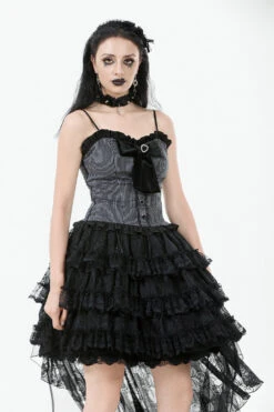 Goth Cake Layered Ruffle Skirt With Mesh Train -Vampirefreaks Sale Store tiered layered skirt