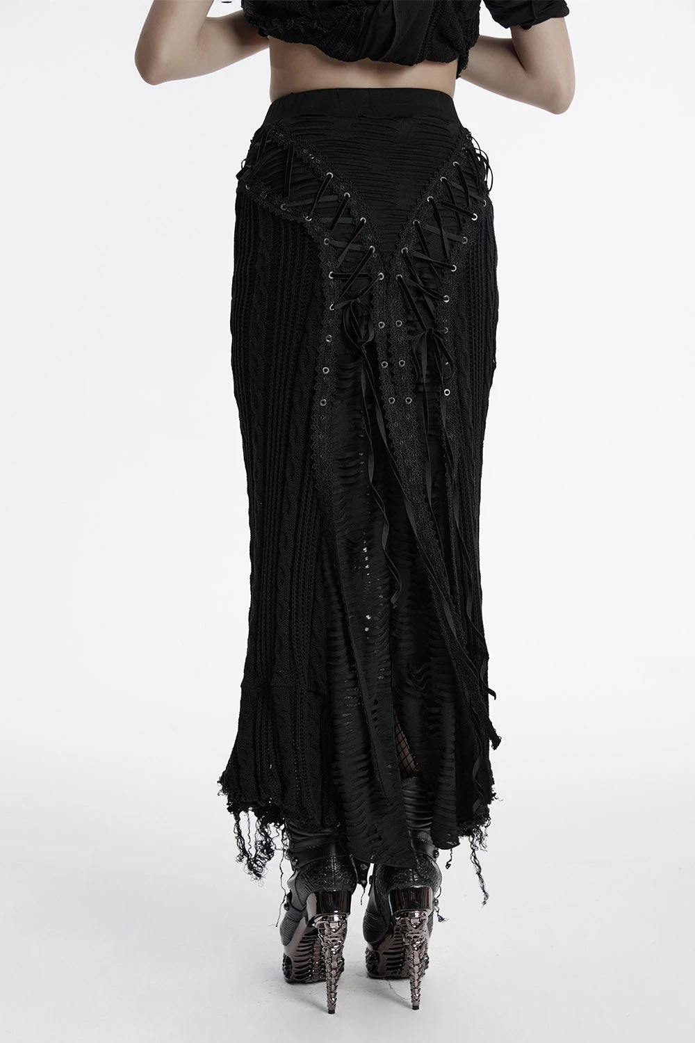 Siren's Wail Distressed Lace-Up Skirt 3 Siren's Wail Distressed Lace-Up Skirt - Image 3