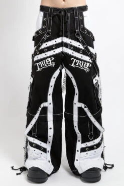 Tripp NYC Off Track Pants [BLACK/WHITE] -Vampirefreaks Sale Store tripp baggy pants