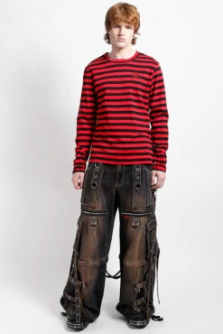 Tripp NYC Dirty X-Strap Pants [DIRTY WASH BLUE DENIM] -Vampirefreaks Sale Store tripp nyc baggy pants