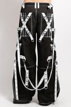 Tripp NYC X-Strap Zip Off Pants [Black/White] -Vampirefreaks Sale Store tripp nyc brand