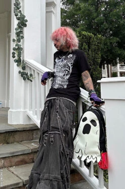 Tripp NYC Denim X Strap Pants [BLACK DENIM] -Vampirefreaks Sale Store tripp nyc denim pants