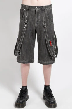 Tripp NYC Zip Off Crush Cargo Pants [Black Denim] -Vampirefreaks Sale Store tripp nyc mens shorts