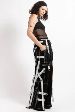 Tripp NYC X-Strap Zip Off Pants [Black/White] -Vampirefreaks Sale Store tripp nyc pants ec117385 304a 4b7d b3c3 a554da9c4576