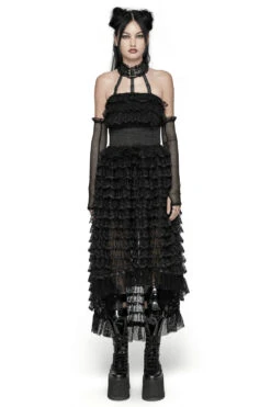Lovett Layered Ruffle Dress & Glove Set -Vampirefreaks Sale Store unforgettable womens lace high l