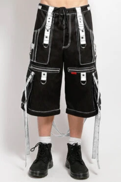 Tripp NYC X-Strap Zip Off Pants [Black/White] -Vampirefreaks Sale Store urban goth shorts