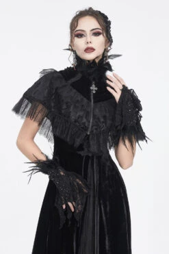 Raven Feather Gothic Gloves 9 Raven Feather Gothic Gloves -Vampirefreaks Sale Store vampire goth gloves