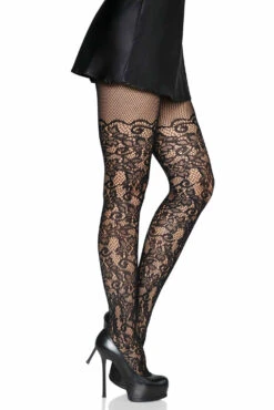LEG AVENUE Tattoo Lace Stockings -Vampirefreaks Sale Store vampire goth tights