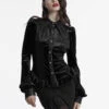 Venom Velvet Button-Up Top [Black]