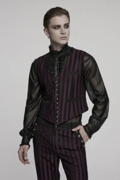 Crimson Manor Striped Waistcoat [Black/Red]