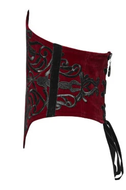 Blood Countess Embroidered Velvet Corset [Black/Red] -Vampirefreaks Sale Store vampire waist belt