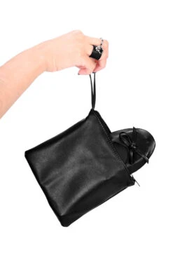 Folding Flats - Black PU 3 Folding Flats - Black PU -Vampirefreaks Sale Store vegan leather flats shoes