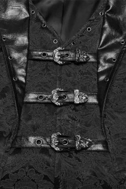 Castle Dracul Bat Hem Vest -Vampirefreaks Sale Store vegan leather gothic mens vest