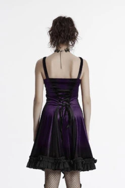 Purple Crystal Ruffled Mini Dress [Violet] -Vampirefreaks Sale Store velvet gown