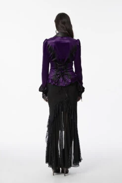 Velvet Vamp Batwing Collar Button Shirt [Purple] -Vampirefreaks Sale Store velvet long sleeve blouse 78115296 78d9 4f28 b773 e3acc3016129