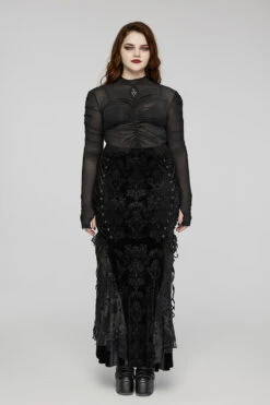 Morbidden Mermaid Maxi Skirt [Plus Size] -Vampirefreaks Sale Store velvet mermaid skirt