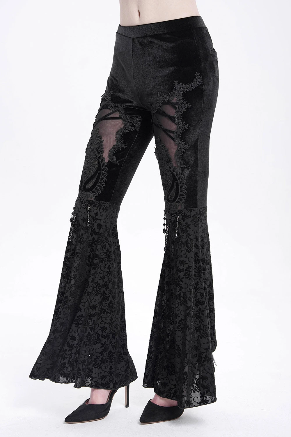 Dark Countess Embroidered Velvet Flares 2 Dark Countess Embroidered Velvet Flares - Image 2
