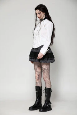 Candelabra Ruffle Button Up Shirt [Ghost White] -Vampirefreaks Sale Store victorian top 0724e378 de46 45a8 9ed9 40c9d0279495