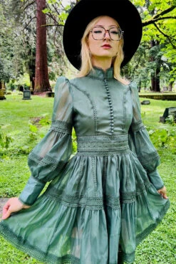 Morgana - Romantic Victorian Inspired Party Dress [Sage] -Vampirefreaks Sale Store victorian vintage dress