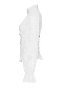 Victorian Tea Ruffled Top [Milk White] -Vampirefreaks Sale Store victorian white blouse