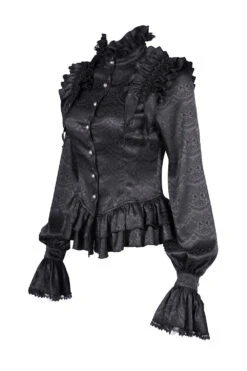 Haunted Manor Ruffled Long Sleeve Blouse -Vampirefreaks Sale Store vintage ruffled blouse