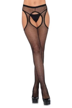 LEG AVENUE Wicked Cut Out Fishnet Suspender Tights
