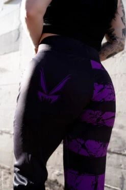 Dead Purple Striped Split Flares [Purple/Black] -Vampirefreaks Sale Store whimsigoth leggings