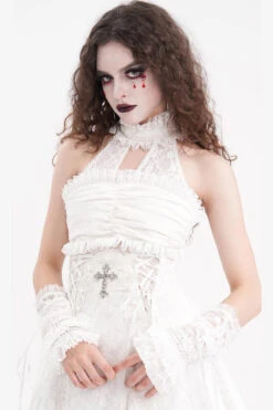 Ghost Lace Gloves -Vampirefreaks Sale Store white arm warmers