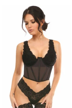 Lavish Black Mesh Open Cup Waist Cincher