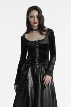 Dark Siren Velvet Long Sleeve Top [Black]