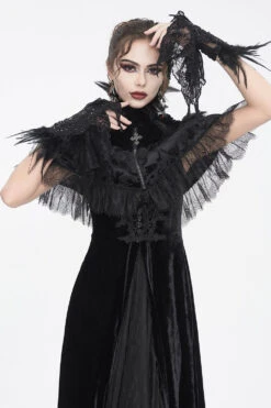 Raven Feather Gothic Gloves