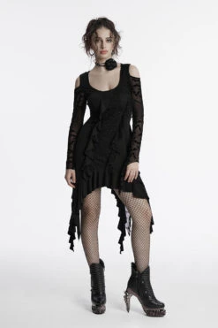 Celestial Cold Shoulder Witchy Hem Dress